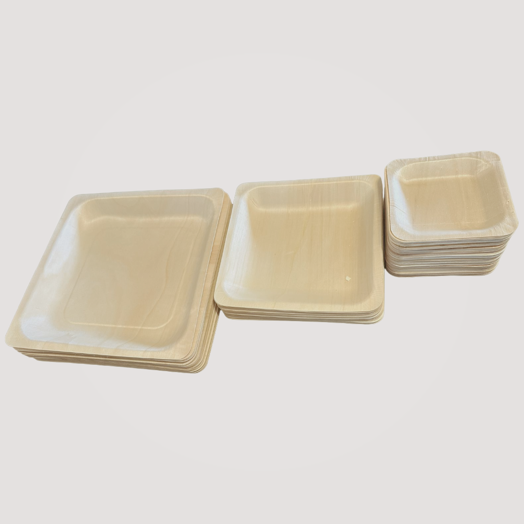 Eco Friendly, Square Wooden Plate 7" X 7" (300 Pack) $0.43 each- like Bamboo and Palm leaf