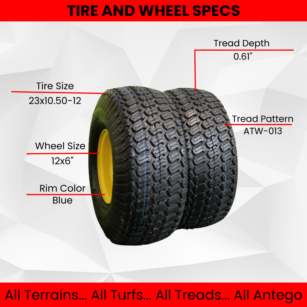 215/50-12 with 12x6 Glossy Black/Red Aluminum Wheel and Tire Assembly for Golf Cart (Set of 2)