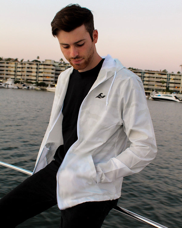 Koloa Water Resistant Windbreaker- White Camo