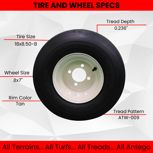 18x8.50-8 with 8x7 Tan Wheel Assembly for Golf Cart and Lawn Mower (Set of 2)™