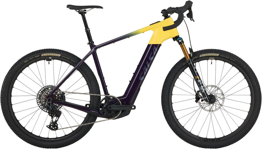 Salsa Tributary C Force X0 AXS Transmission SUS Ebike - 29" Carbon Amethyst/YLW Large