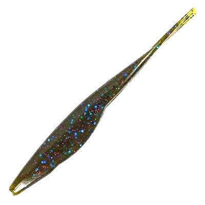 Triple Tail Jerk Shad - Green Pumpkin Blue and Purple Flake