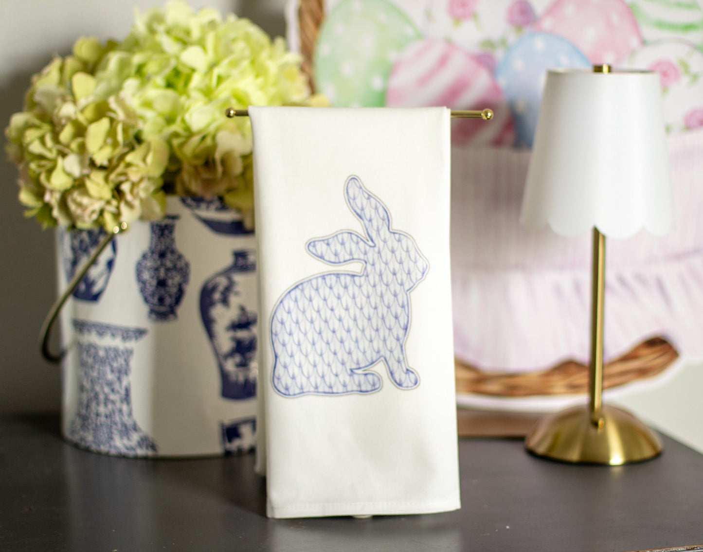 Hoppy Easter (Blue) Tea Towel