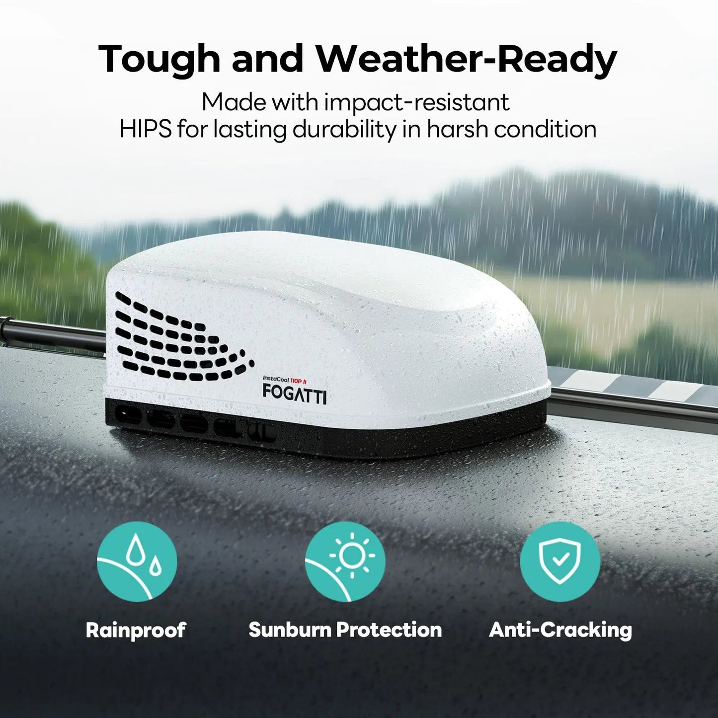 Fogatti InstaCool 11,000 BTU RV Rooftop Air Conditioner | Heat&Cool | Replaceable Non-Ducted RV AC | 115V(AC)