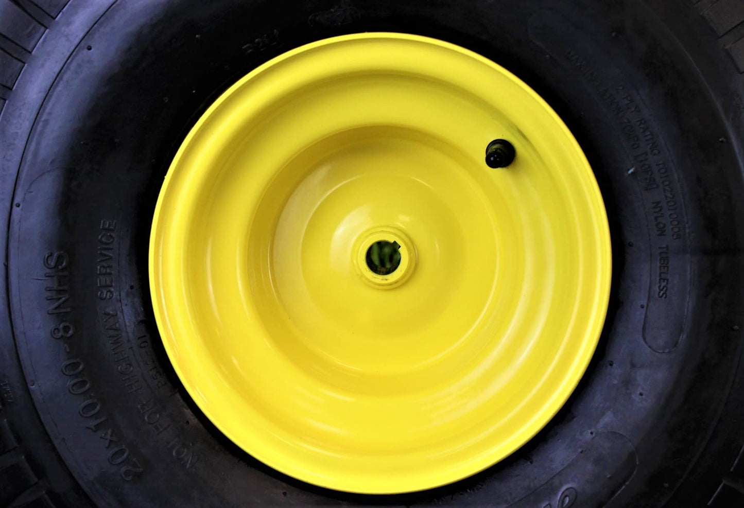 20x10.00-8 Tires with 8x7 John Deere Yellow Wheels 2 Ply for Lawn & Garden Mower Turf Tires (Set of 4)