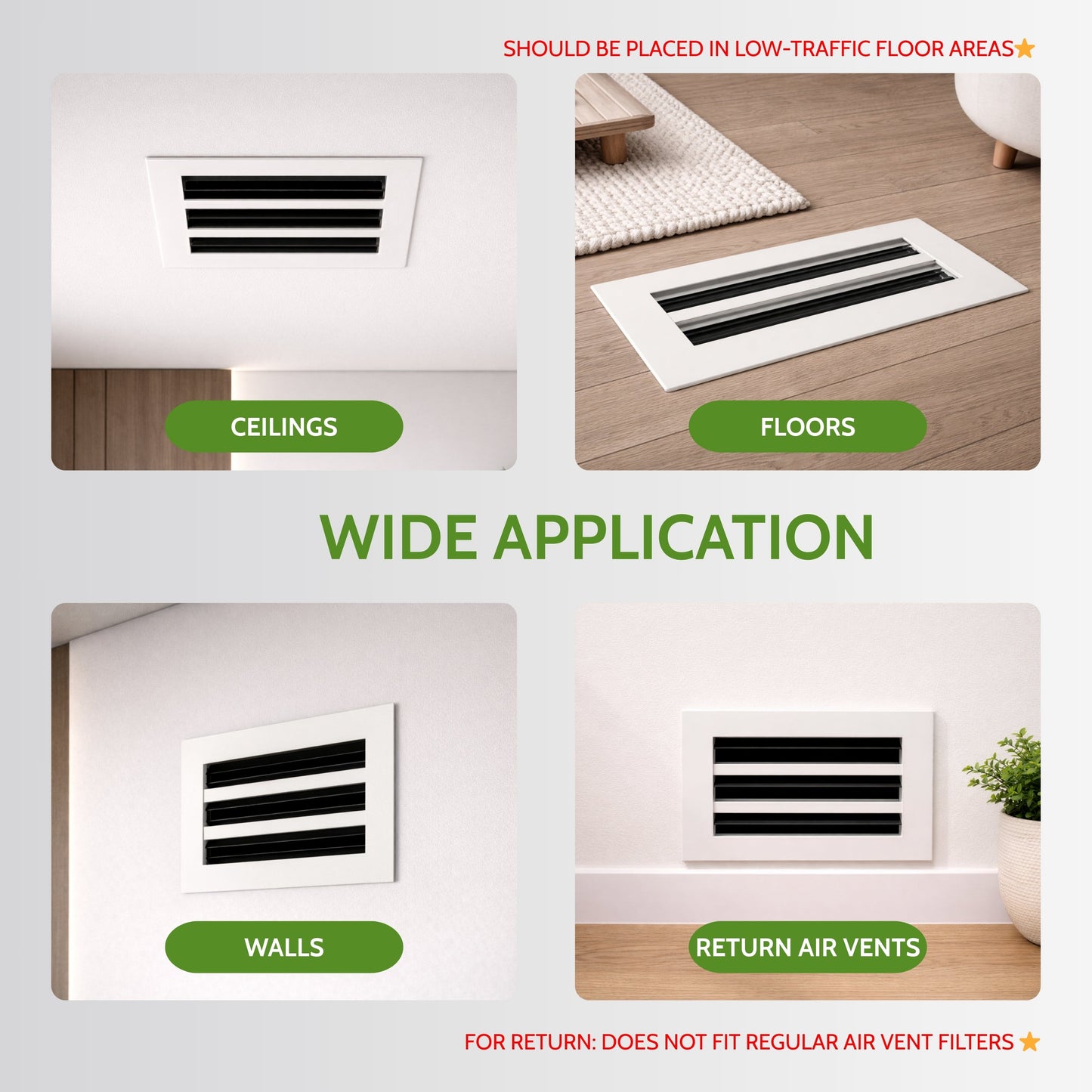 6x14 Air Vent Cover (Duct Opening) - White Aluminum Linear Slot Diffuser Type S