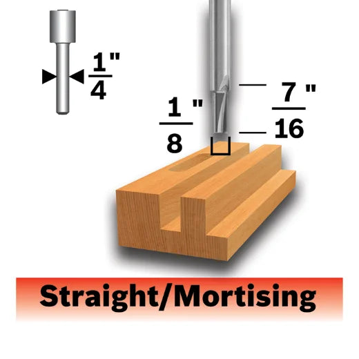 BOSCH 85213MC 1/8 In. x 1/2 In. Solid Carbide Double-Flute Straight Router Bit