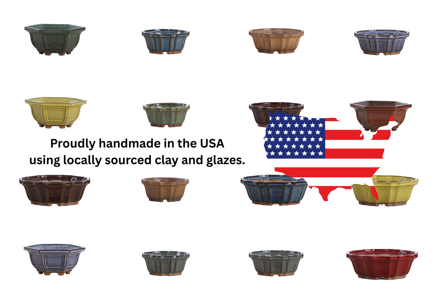 Willow Bonsai Ceramics Flower Design Bonsai Pot 4.5 Inch – Elegant Ceramic Bonsai & Succulent Planter, High‑Fired Frost‑Proof Stoneware with Drainage & Wiring Holes, Handmade in USA (Seaweed 2023)