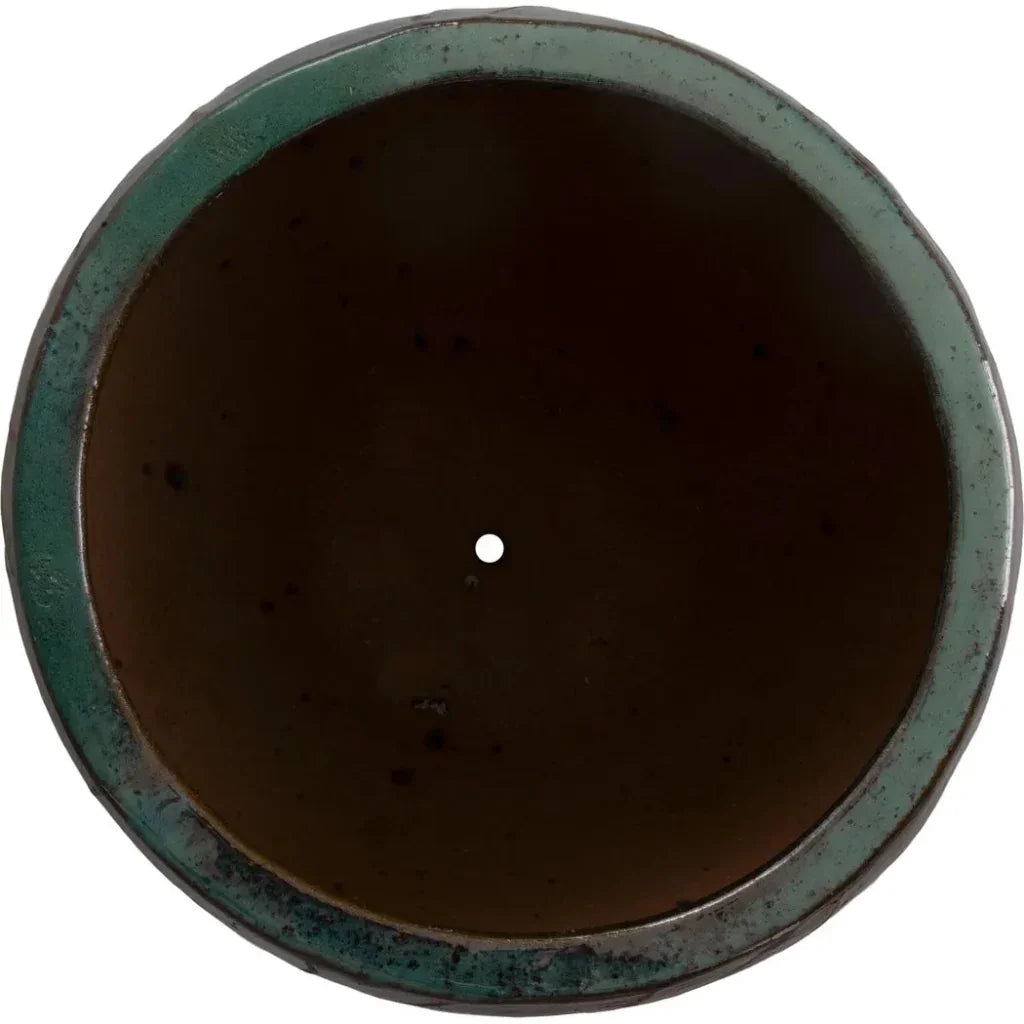 Breeze Round Teal Ceramic Planter