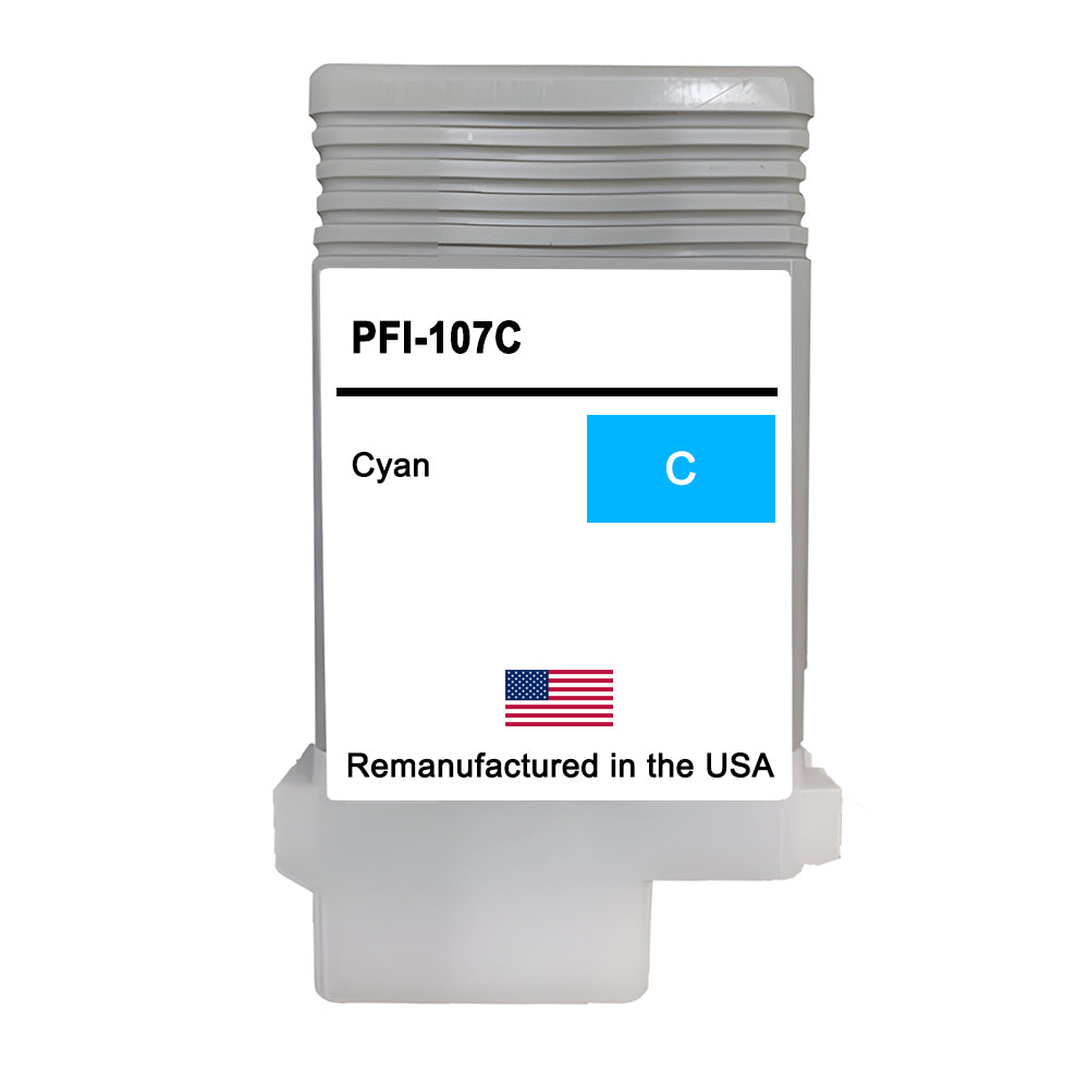 U.S. Remanufactured for Canon PFI-107C 130ml Cyan Ink Cartridge