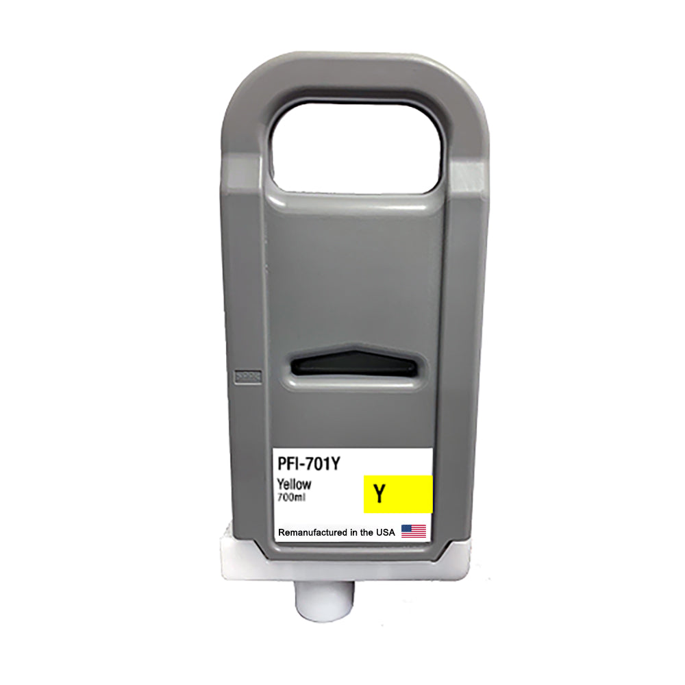 U.S. Remanufactured for Canon PFI-701Y 700ml Yellow Ink Cartridge