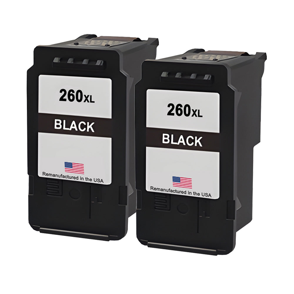U.S. Remanufactured for Canon PG-260XL Black Ink Cartridge Twin Pack