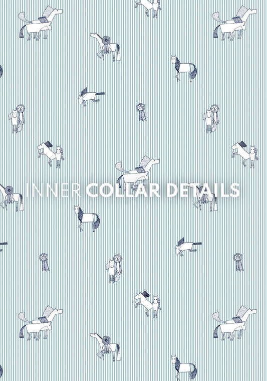 Stripes in Sky Blue Short Pleated Short Sleeve Show Shirt