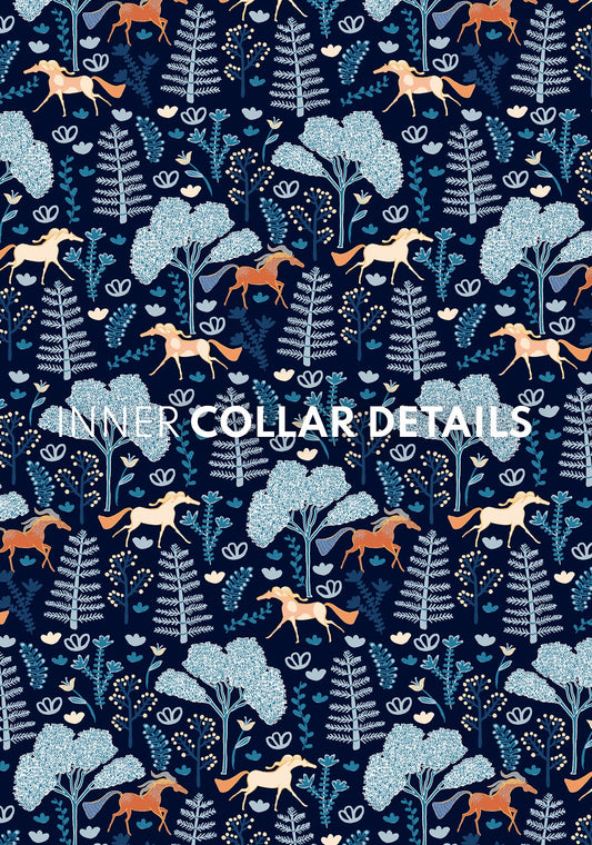 White with Forest on Navy Inner Details Long Sleeve Show Shirt
