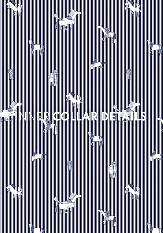 White with Navy Stripes Inner Details Long Sleeve Show Shirt