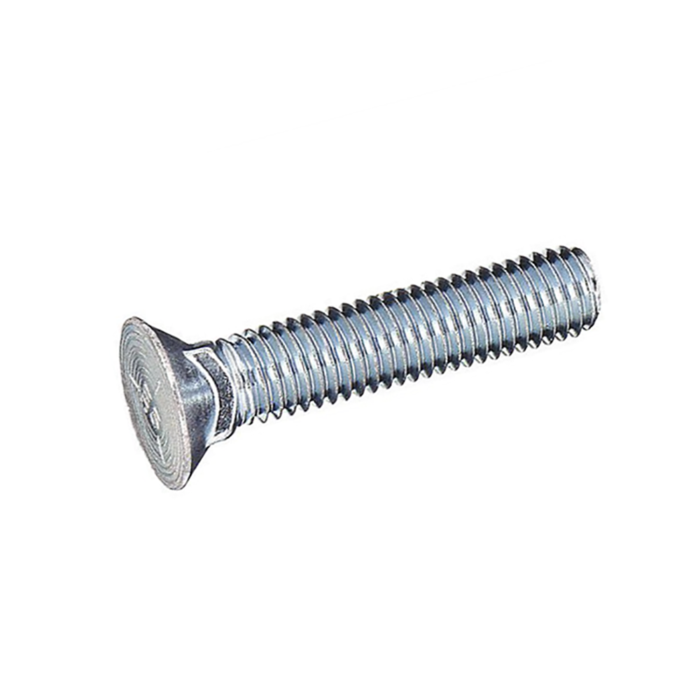3/8-16 x 1 1/2 Grade 5 Plow Bolt No. 3 Head Fully Threaded Zinc Plated - Package (100)