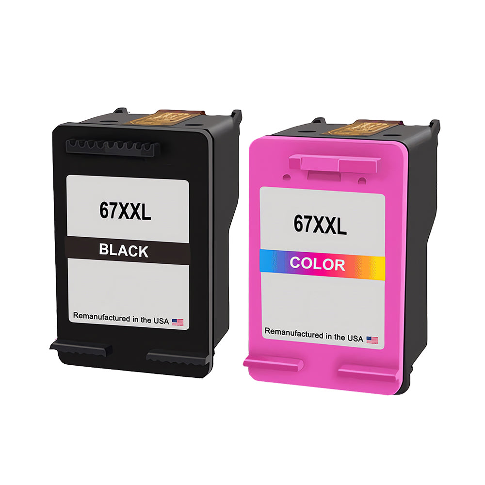 U.S. Remanufactured for HP 67XXL Extra High Yield Black / Color Combo Pack Ink Cartridges