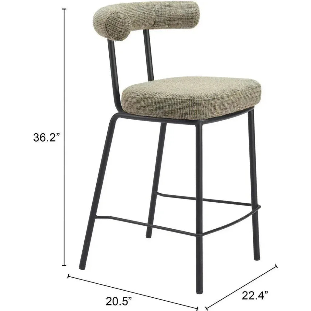 Kede Steel Green Tweed Counter Stool
