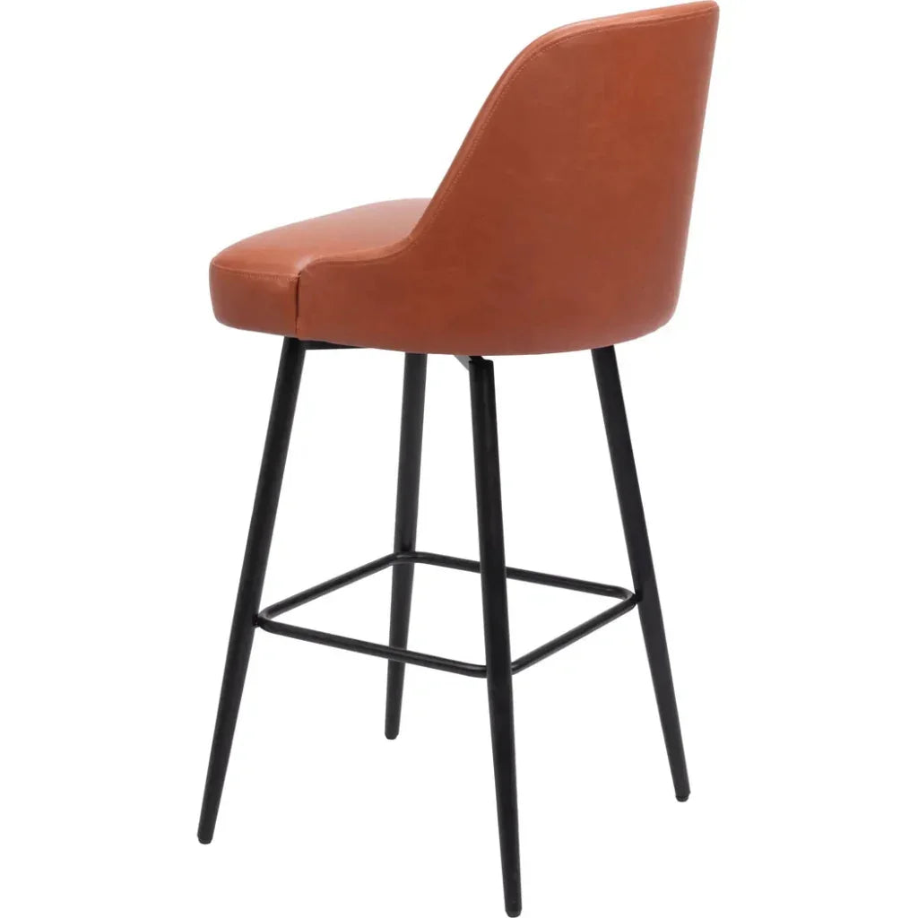Keppel Brown Faux Leather Swivel Barstool