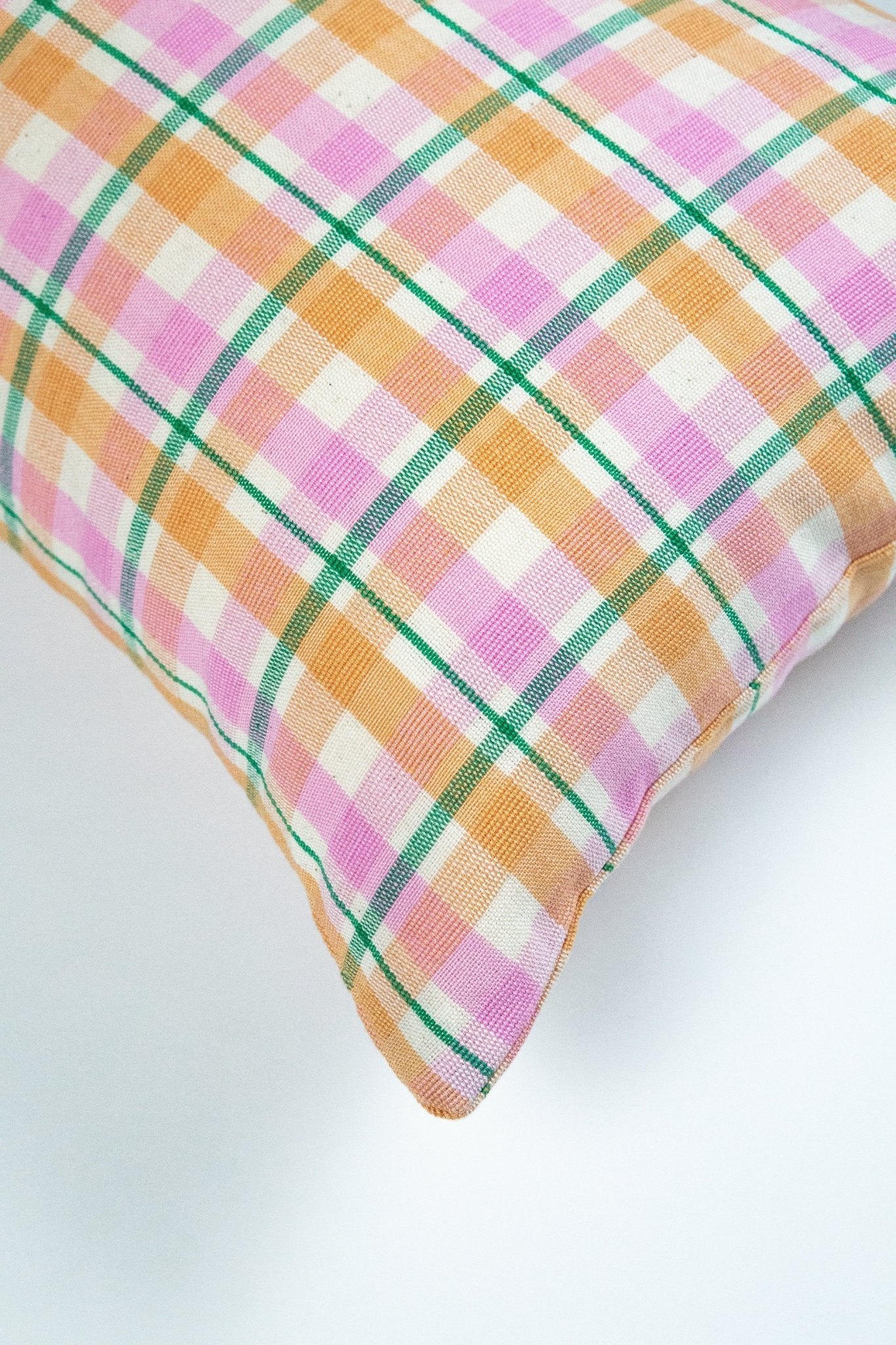 Marguerite Peach Plaid Pillow
