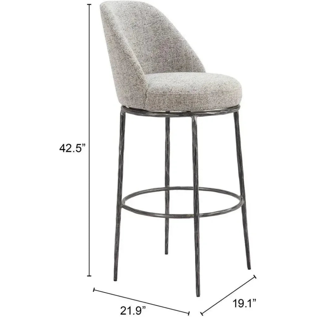 Nordhavn Grey Swivel Barstool