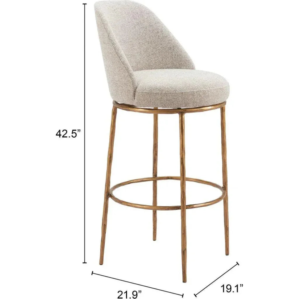 Nordhavn White Fabric Swivel Barstool