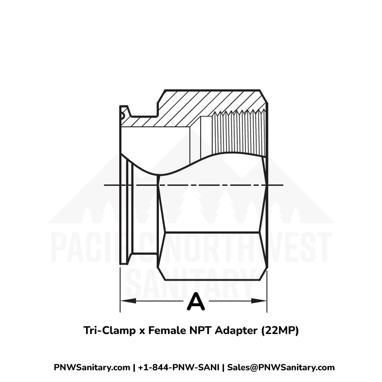 Tri-Clamp x Female NPT Adapter - 1.000" Tri-Clamp x 1" FNPT - (22MP) - 316L Stainless