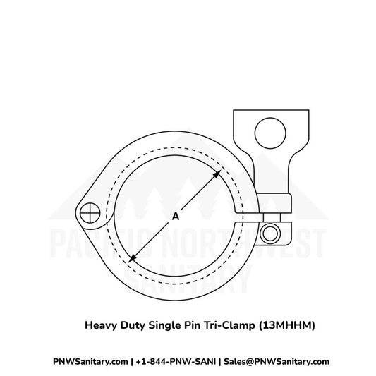 6.000" Heavy Duty Single Pin Clamp - (13MHHM) - 304 Stainless