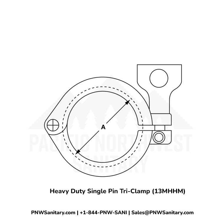 10.000" Heavy Duty Single Pin Clamp - (13MHHM) - 304 Stainless