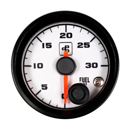 Power Driven Black 2-1/16" 30 psi Fuel Pressure Gauge with Warning