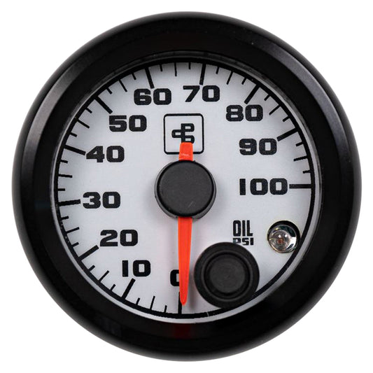 Power Driven Black 2-1/16" 100 psi Fuel Pressure Gauge with Warning