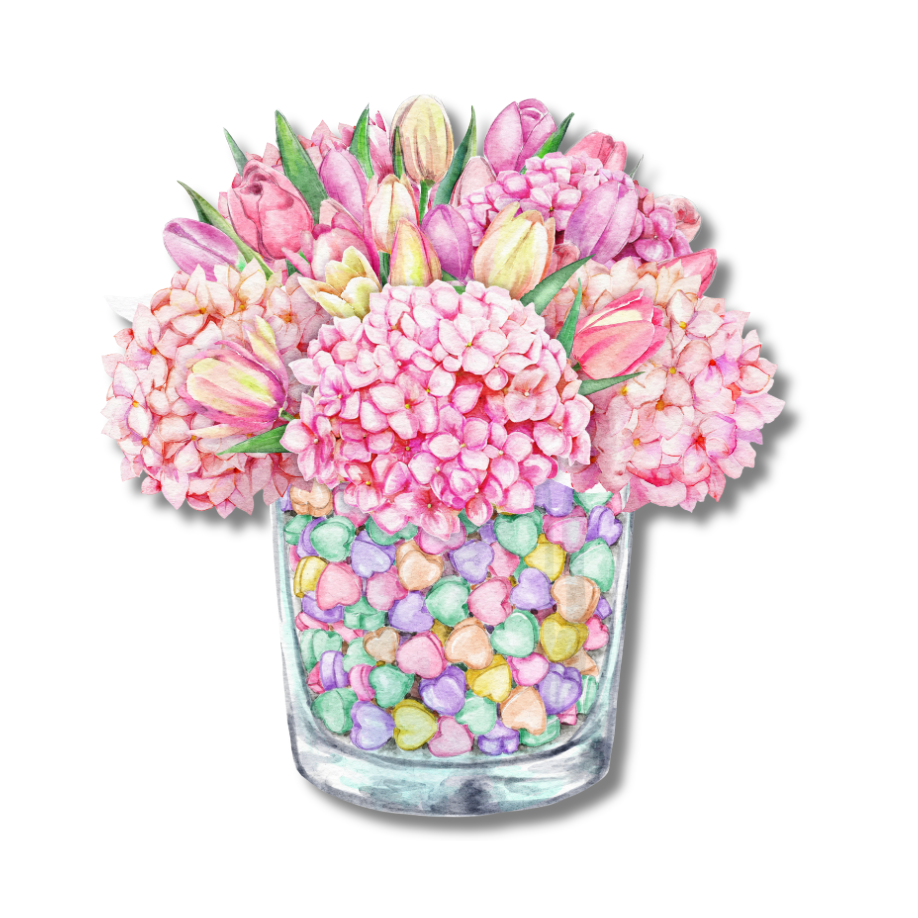Candy Heart Blooms Door Hanger