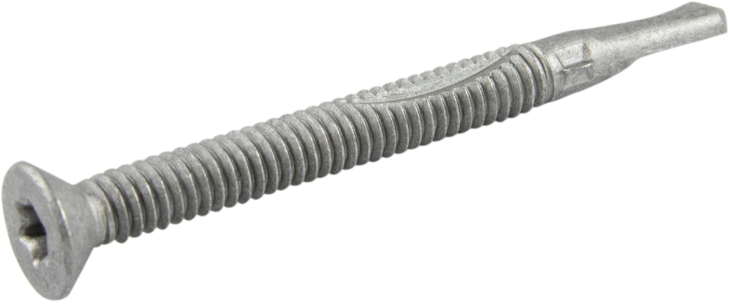 1/4-20 x 3 1/4 Star Flat Head Reamer Self Drilling Screws w/ Wings 410 Stainless Steel Strong Shield Coated - Carton (500)