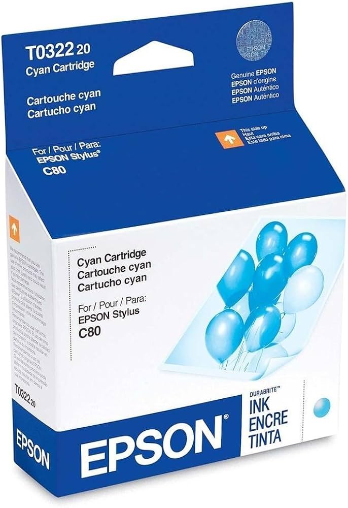New, Pre-Owned - Epson T032 Standard-Yield Cyan Ink Cartridge, T032220