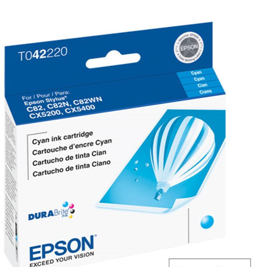 New, Pre-Owned - Epson T042 Standard-Yield Cyan Ink Cartridge, T042220