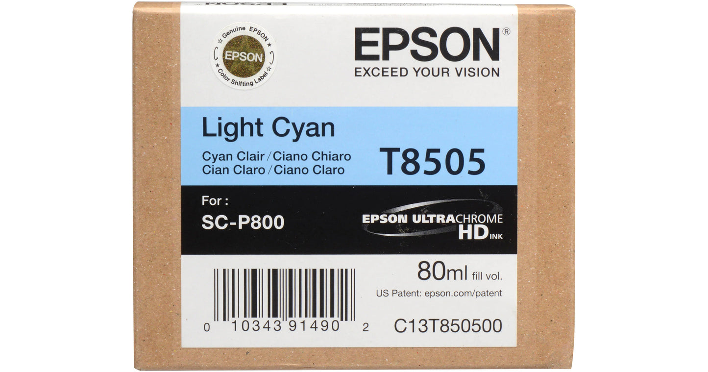 New, Pre-Owned - Epson 80ml UltraChrome HD Light Cyan Ink Cartridge, T850500