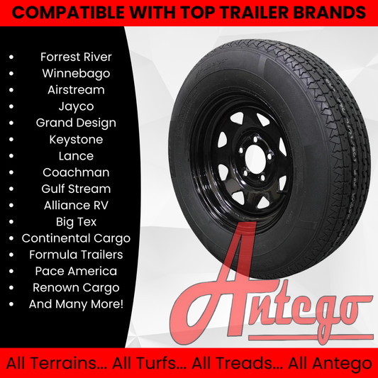 (Set of 4) Antego Tire and Wheel 205/75R14 Trailer Tire – Reinforced 8-Ply-Ply Design, 14.0-Inch Rim – Built for Long-Distance Hauling & Stability | A140554020096108ST20575R14-B4