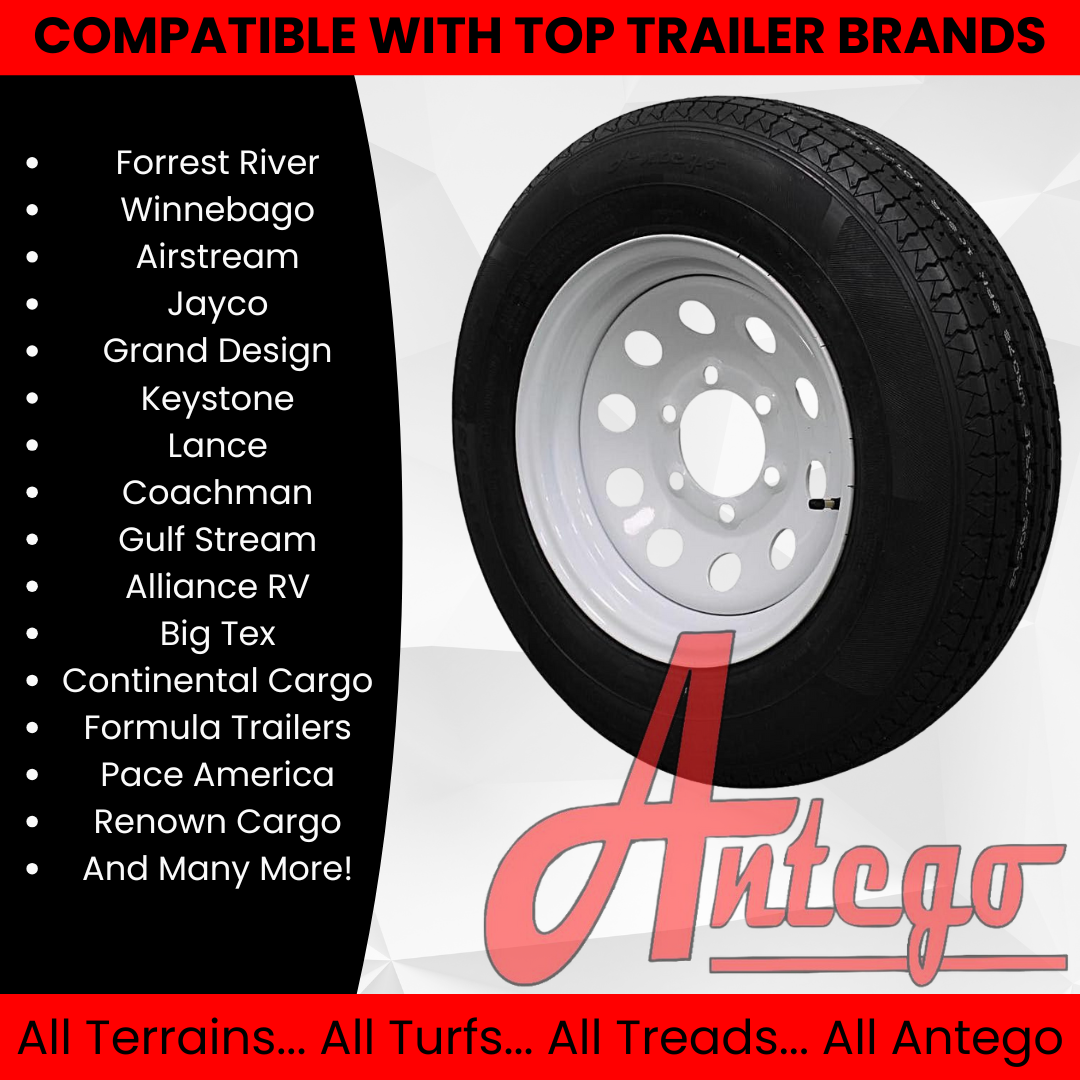 (Set of 2) Antego Tire and Wheel 205/75R15 Highway Terrain – 15.0-Inch Rim, 6-Ply-Ply Strength, Load 101.0, Speed M – Heavy-Duty Trailer Tire | A15604510116108ST20575R15-B2
