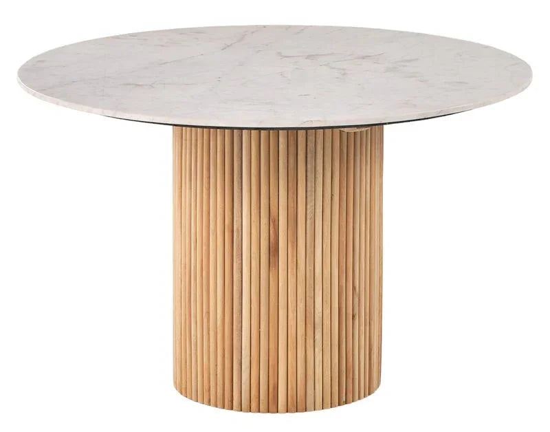 Trivana White Marble Top Round Dining Table
