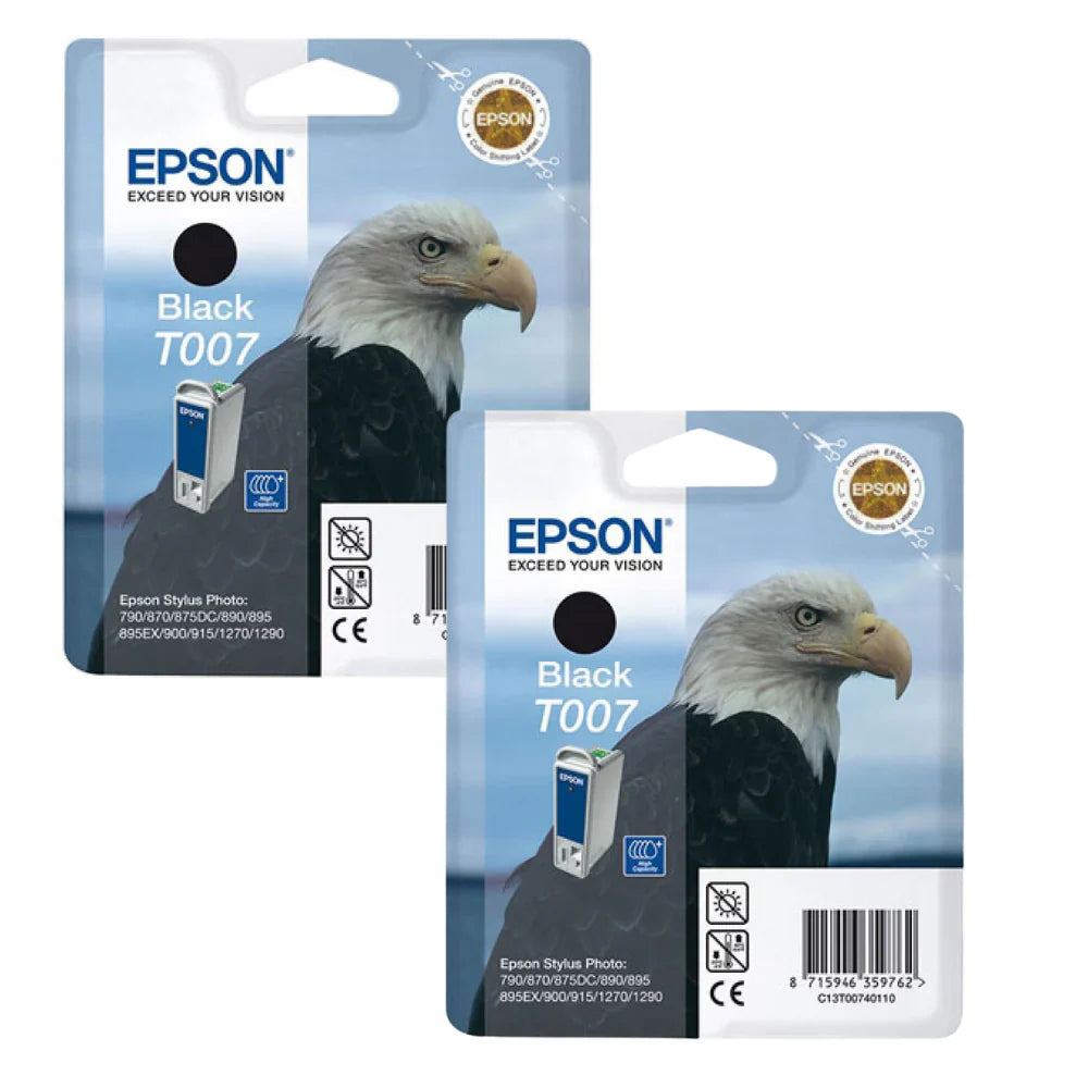 New, Pre-Owned - - 2 Pack Epson T007 Black Ink Cartridges