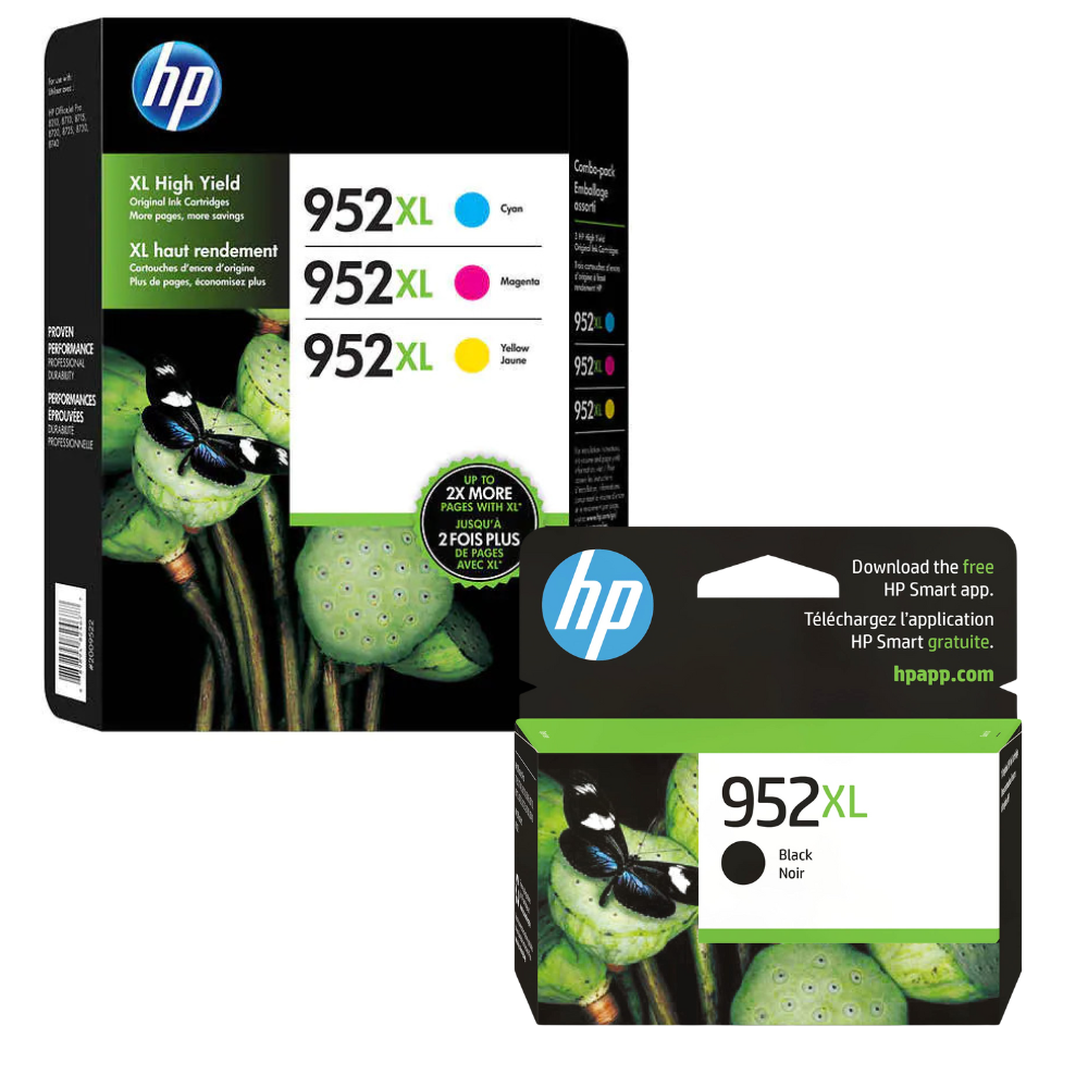 New, Pre-Owned - HP 952XL Black, Cyan, Magenta, Yellow Ink Cartridge - 4 Pack