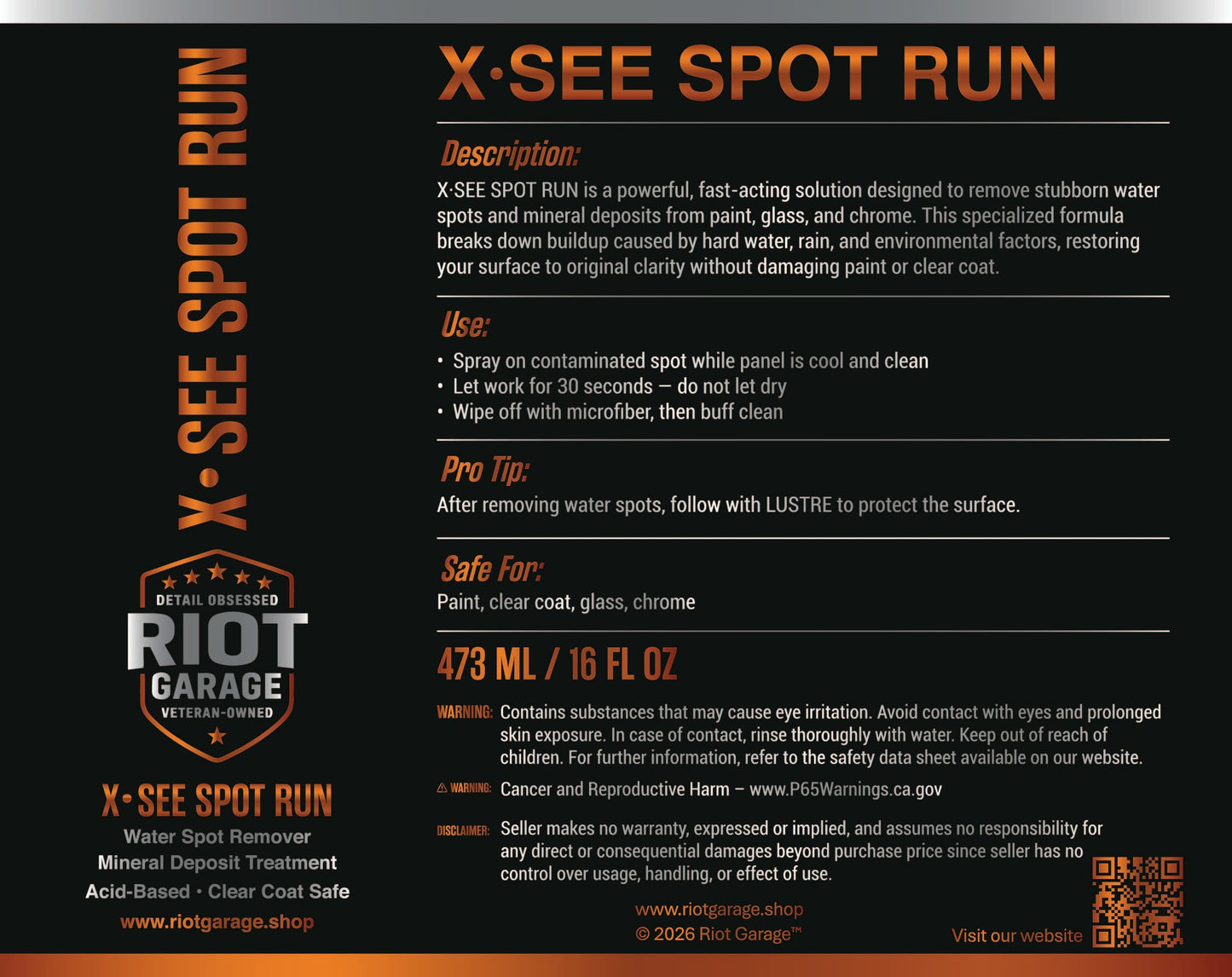 X·SEE SPOT RUN — Water Spot Remover