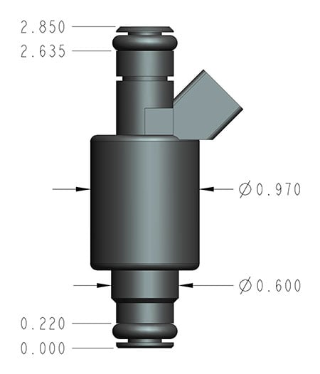 160 lb/hr Performance Fuel Injectors - Set of 8 - Bosch/EV1 Style, Low Impedance Fuel Injectors Maximum Horsepower: 2525