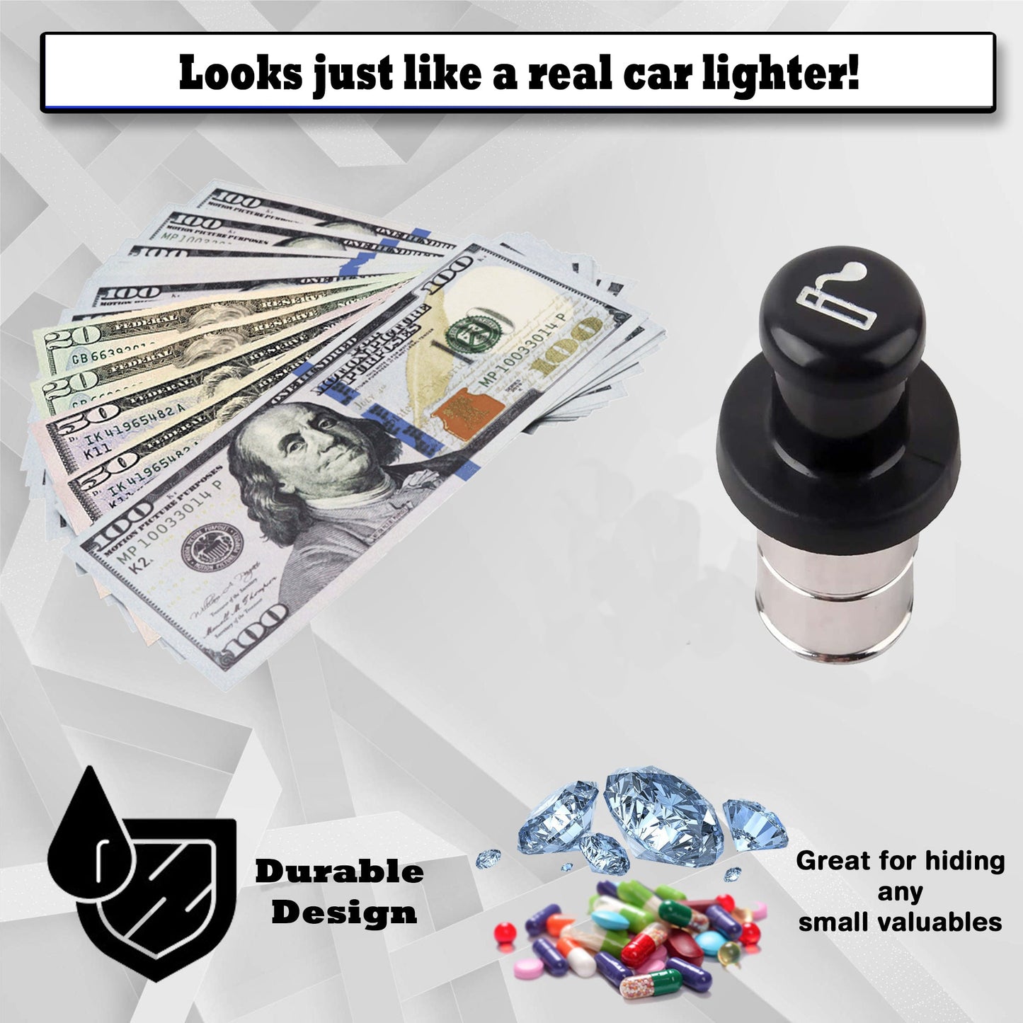 Fake Car Lighter Diversion Safe (2 pack) - Stash your valuables with discreet car stash compartment ideas
