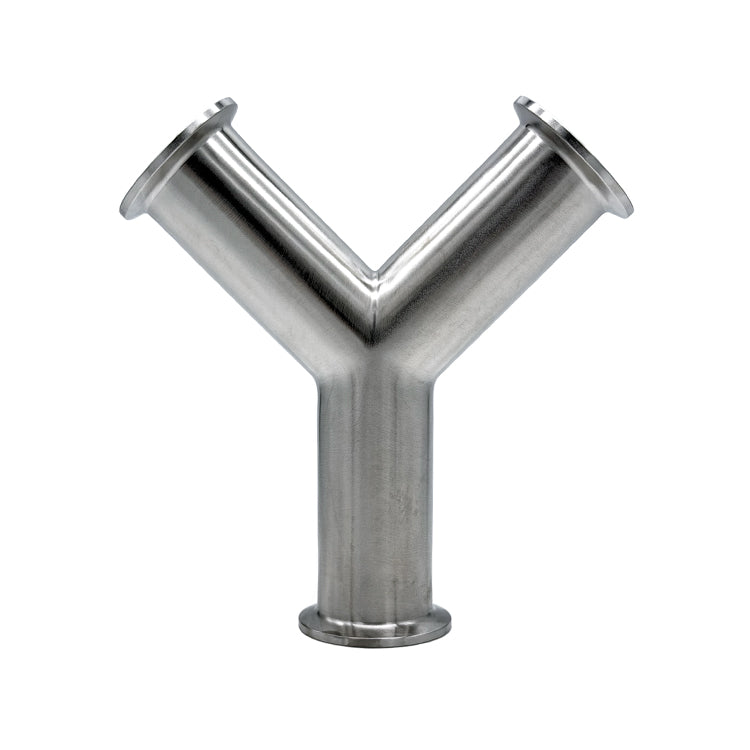 1.500" OD 16ga Tri-Clamp True Wye - (28BMP) - Polished OD/ID - 304 Stainless