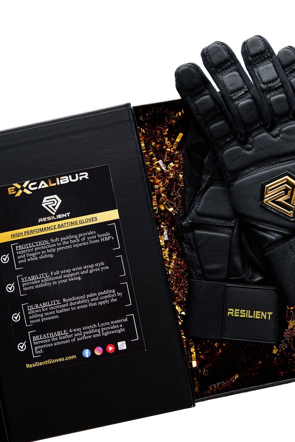 Excalibur Fastpitch Batting gloves - Black and Gold