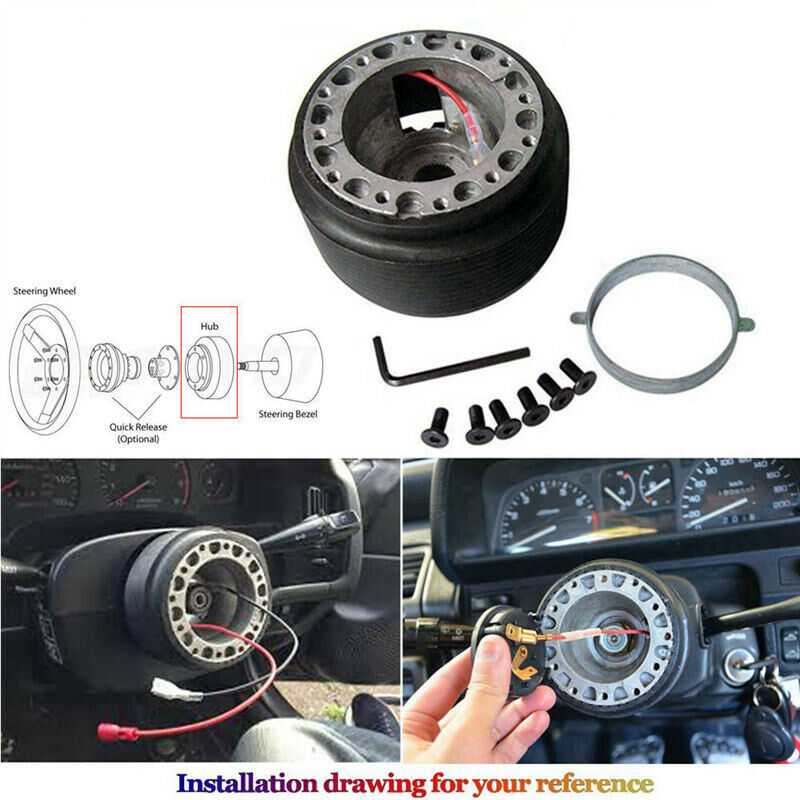 Leather 350mm Suede Steering Wheel + Hub Adapter Kit For Toyota Corolla, Hilux Pickup