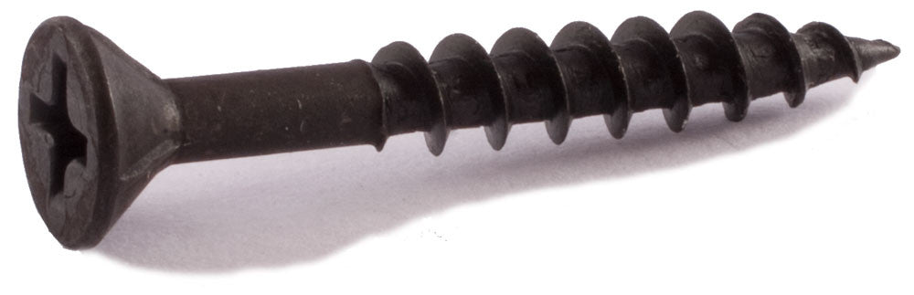 8 x 1 1/2 Phillips Flat Particle Board Screw w/ Nibs T17 Black Oxide - Carton (6,000)