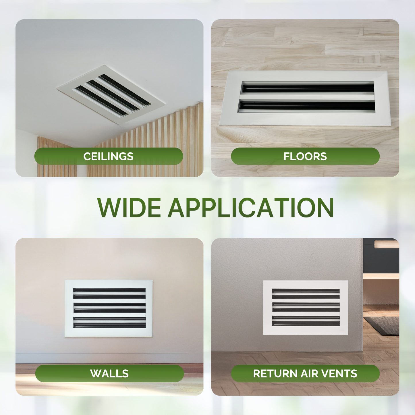 Aluminum Black Linear Slot Diffuser 8x4 (Duct Opening) - Modern Air Vent Cover