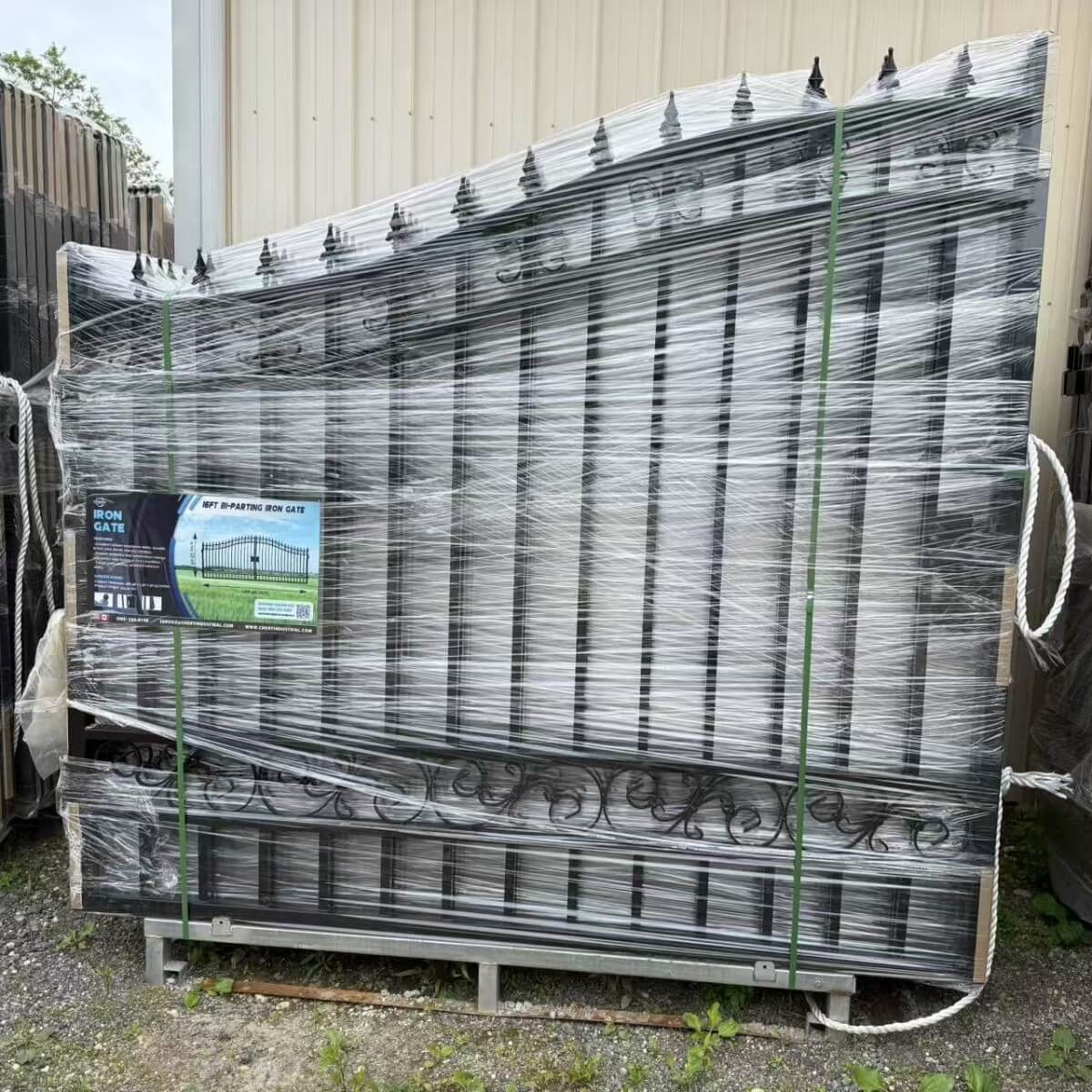 16x8 ft Steel Dual Swing Driveway Gate